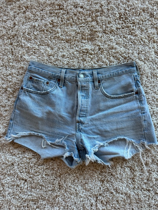 Levi's Pants - Levi’s Light Blue Distressed Denim High-Rise Women's Shorts